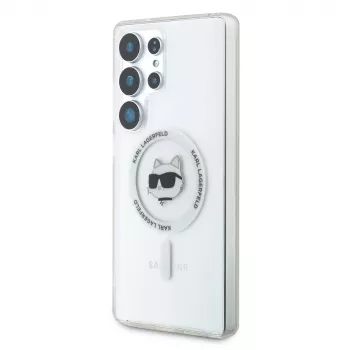 Karl Lagerfeld Button Choupette Head Printed Logo MagSafe Θήκη για Samsung Galaxy S25 Ultra Λευκό