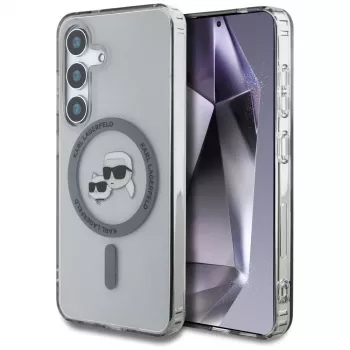 KARL LAGERFELD Button Karl & Choupette Heads Printed Logo MagSafe Θήκη για Samsung Galaxy S25, Μαύρο