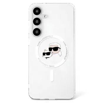 KARL LAGERFELD Button Karl & Choupette Heads Printed Logo MagSafe Θήκη για Samsung Galaxy S25 Λευκό