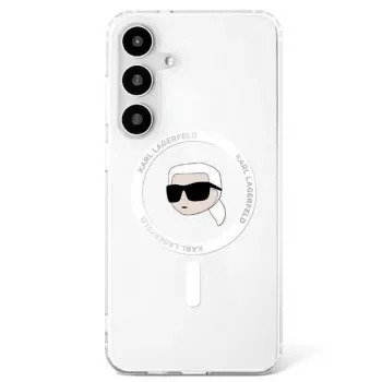 KARL LAGERFELD Button Karl Head Printed Logo MagSafe Θήκη για Samsung Galaxy S25, Λευκό