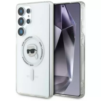 KARL LAGERFELD Button Karl Head Printed Logo MagSafe Θήκη για Samsung Galaxy S25 Ultra Λευκό