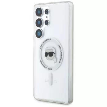 KARL LAGERFELD Button Karl Head Printed Logo MagSafe Θήκη για Samsung Galaxy S25 Ultra Λευκό