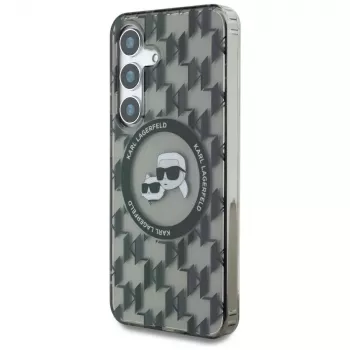 Karl Lagerfeld Button Karl & Choupette Heads On KL Pattern MagSafe Θήκη για Samsung Galaxy S25 Μαύρο