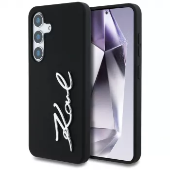 KARL LAGERFELD Silicone Metal Signature Logo Θήκη για Samsung Galaxy S25, Μαύρο