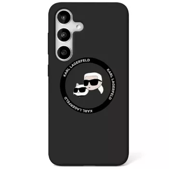 Θήκη Karl Lagerfeld Silicone DoubleHeads And Circle MagSafe για Samsung Galaxy S25, Μαύρο