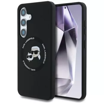 Θήκη Karl Lagerfeld Silicone DoubleHeads And Circle MagSafe για Samsung Galaxy S25, Μαύρο