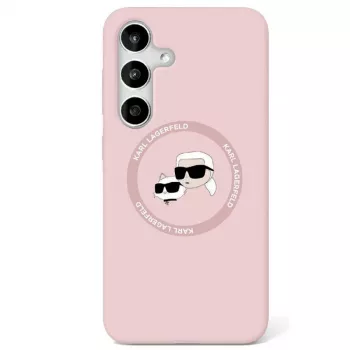 Θήκη KARL LAGERFELD Silicone Double Heads And Circle MagSafe για Samsung Galaxy S25 Ροζ