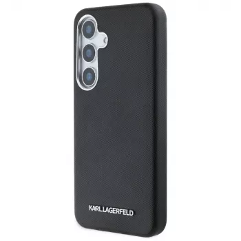 Θήκη Karl Lagerfeld Saffiano FullWrapped Elongated Metal Logo MagSafe για Samsung Galaxy S25, Μαύρο
