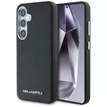 Θήκη KARL LAGERFELD Saffiano FullWrapped Elongated Metal Logo MagSafe για Samsung Galaxy S25+, Μαύρο