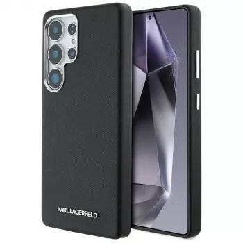 Θήκη Karl Lagerfeld Saffiano Full-Wrapped Elongated Metal Logo MagSafe για Samsung Galaxy S25 Ultra, Μαύρο
