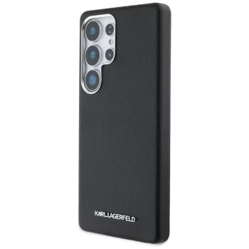 Θήκη Karl Lagerfeld Saffiano Full-Wrapped Elongated Metal Logo MagSafe για Samsung Galaxy S25 Ultra, Μαύρο