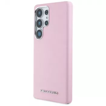 Θήκη Karl Lagerfeld Saffiano FullWrapped Elongated Metal Logo MagSafe για Samsung Galaxy S25 Ultra Ροζ