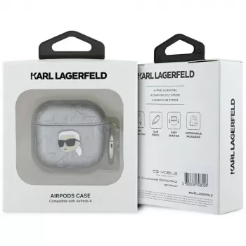 Θήκη Karl Lagerfeld Monogram Karl Head για AirPods 4 (Ασημί)