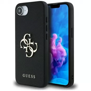Θήκη Guess Grained Big 4G Logo Small Classic Logo Phone Case για iPhone 16e (Μαύρο)