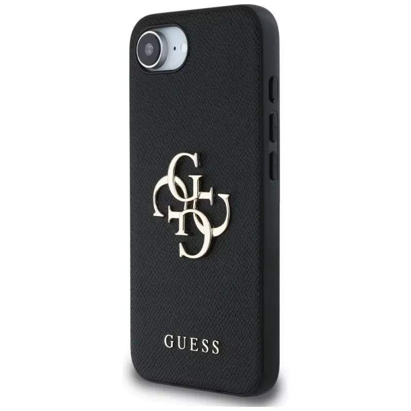 Θήκη Guess Grained Big 4G Logo Small Classic Logo Phone Case για iPhone 16e (Μαύρο)