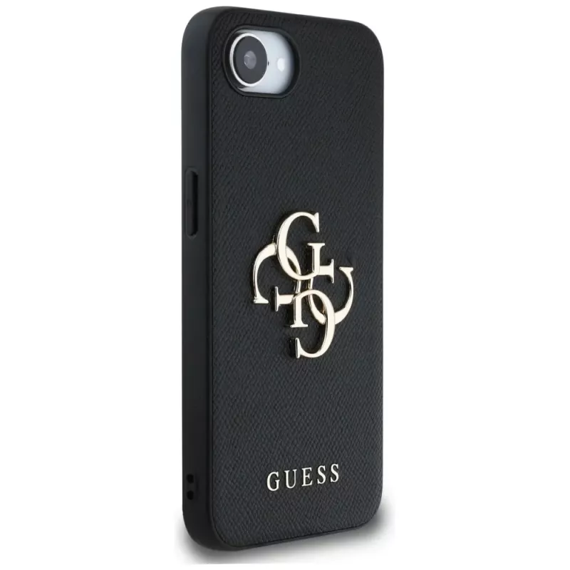Θήκη Guess Grained Big 4G Logo Small Classic Logo Phone Case για iPhone 16e (Μαύρο)