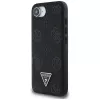 Θήκη Guess Grained Hot Stamp Peony Triangle Logo MagSafe για iPhone 16e (Μαύρο)