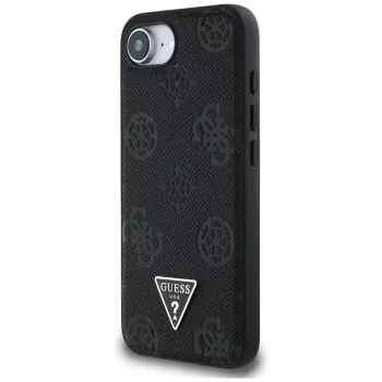 Θήκη Guess Grained Hot Stamp Peony Triangle Logo MagSafe για iPhone 16e (Μαύρο)