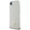 Θήκη Guess Grained Hot Stamp Peony Triangle Logo MagSafe για iPhone 16e (Μπεζ)