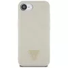 Θήκη Guess Grained Hot Stamp Peony Triangle Logo MagSafe για iPhone 16e (Μπεζ)