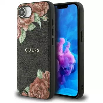 Θήκη Guess 4G Flowers Print MagSafe για iPhone 16e / 17e Μαύρο