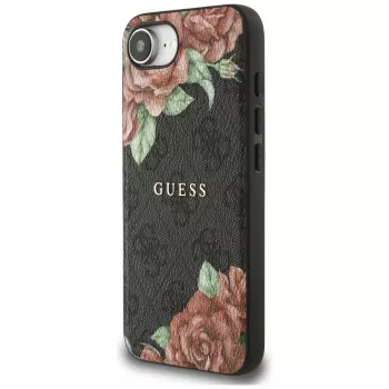 Θήκη Guess 4G Flowers Print MagSafe για iPhone 16e / 17e Μαύρο
