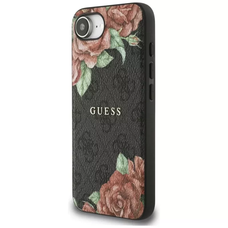 Θήκη Guess 4G Flowers Print MagSafe για iPhone 16e / 17e Μαύρο