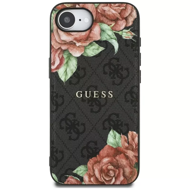 Θήκη Guess 4G Flowers Print MagSafe για iPhone 16e / 17e Μαύρο