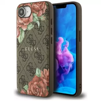 Θήκη Guess 4G Flowers Print MagSafe για iPhone 16e / 17e Καφέ
