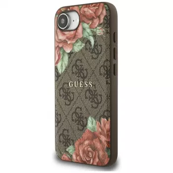 Θήκη Guess 4G Flowers Print MagSafe για iPhone 16e / 17e Καφέ