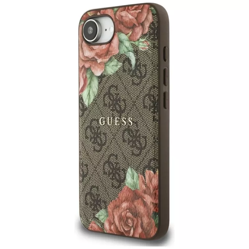 Θήκη Guess 4G Flowers Print MagSafe για iPhone 16e / 17e Καφέ