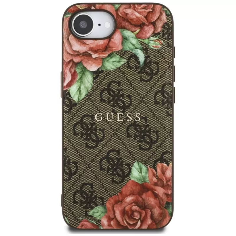 Θήκη Guess 4G Flowers Print MagSafe για iPhone 16e / 17e Καφέ
