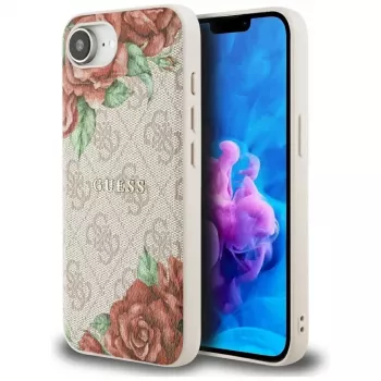 Θήκη Guess 4G Flowers Print MagSafe για iPhone 16e / 17e Ροζ