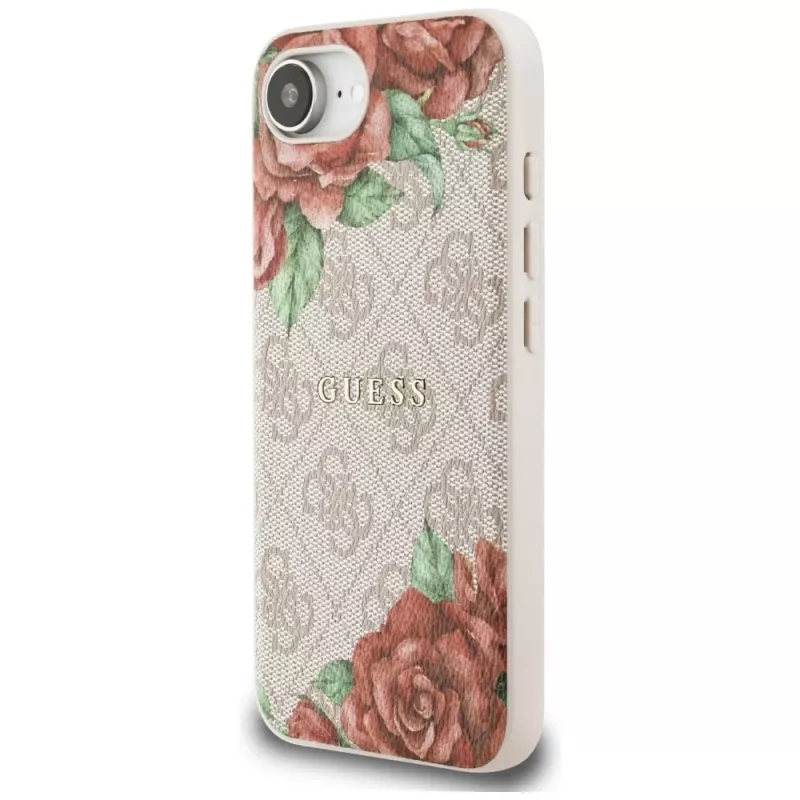Θήκη Guess 4G Flowers Print MagSafe για iPhone 16e / 17e Ροζ