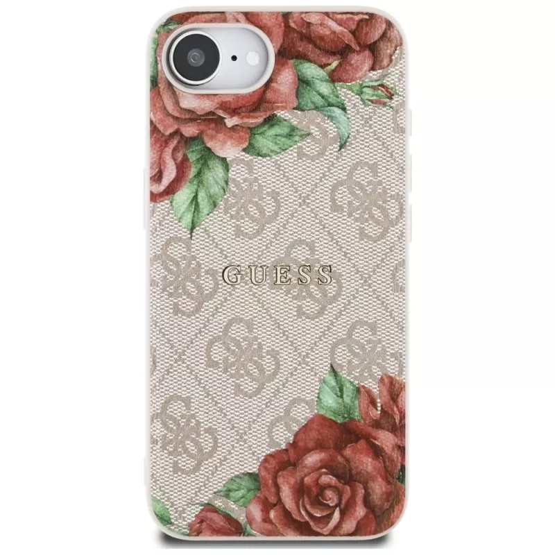 Θήκη Guess 4G Flowers Print MagSafe για iPhone 16e / 17e Ροζ