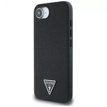 Θήκη Guess Grained Triangle MagSafe για iPhone 16e (Μαύρο)