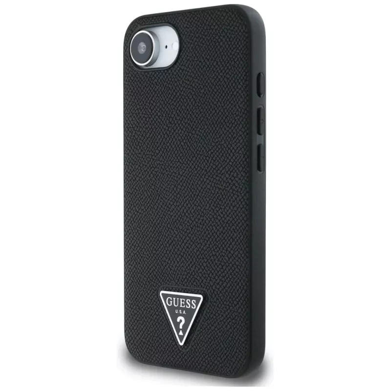 Θήκη Guess Grained Triangle MagSafe για iPhone 16e (Μαύρο)