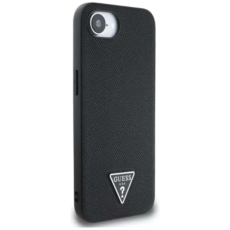 Θήκη Guess Grained Triangle MagSafe για iPhone 16e (Μαύρο)