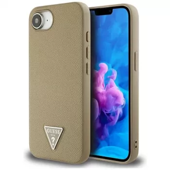 Θήκη Guess Grained Triangle MagSafe για iPhone 16e (Καφέ)