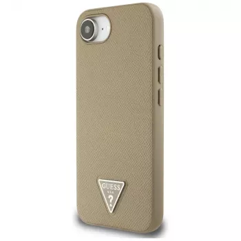 Θήκη Guess Grained Triangle MagSafe για iPhone 16e (Καφέ)