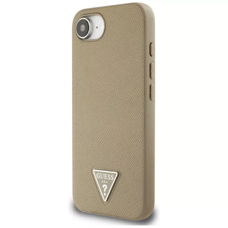 Θήκη Guess Grained Triangle MagSafe για iPhone 16e (Καφέ)