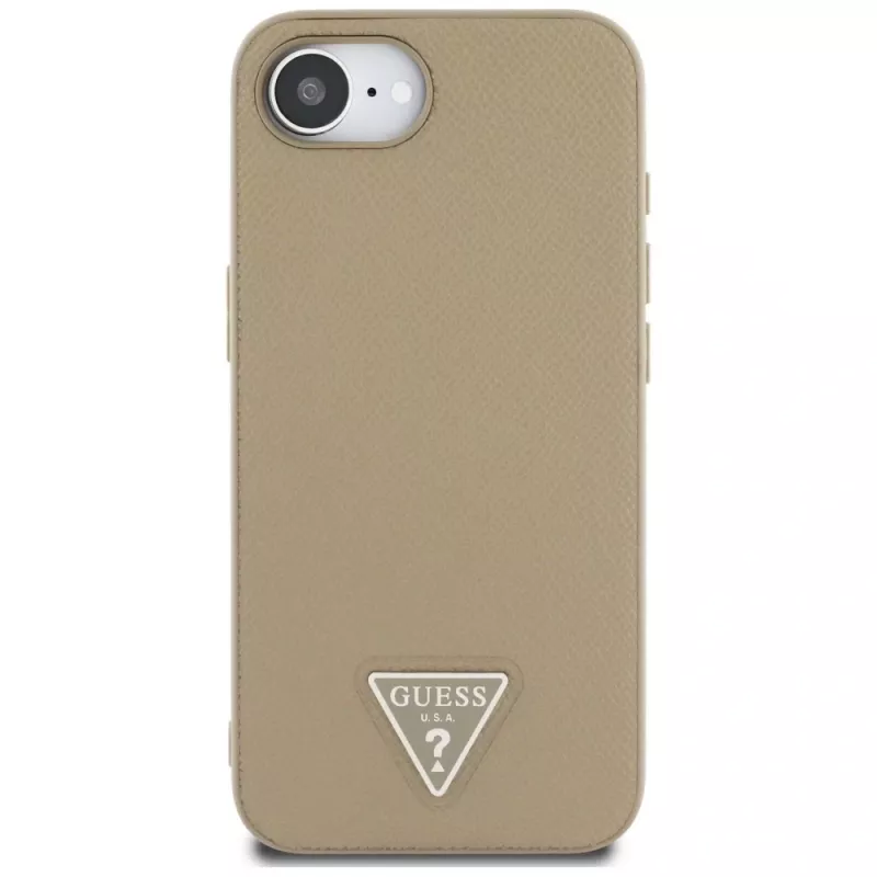 Θήκη Guess Grained Triangle MagSafe για iPhone 16e (Καφέ)