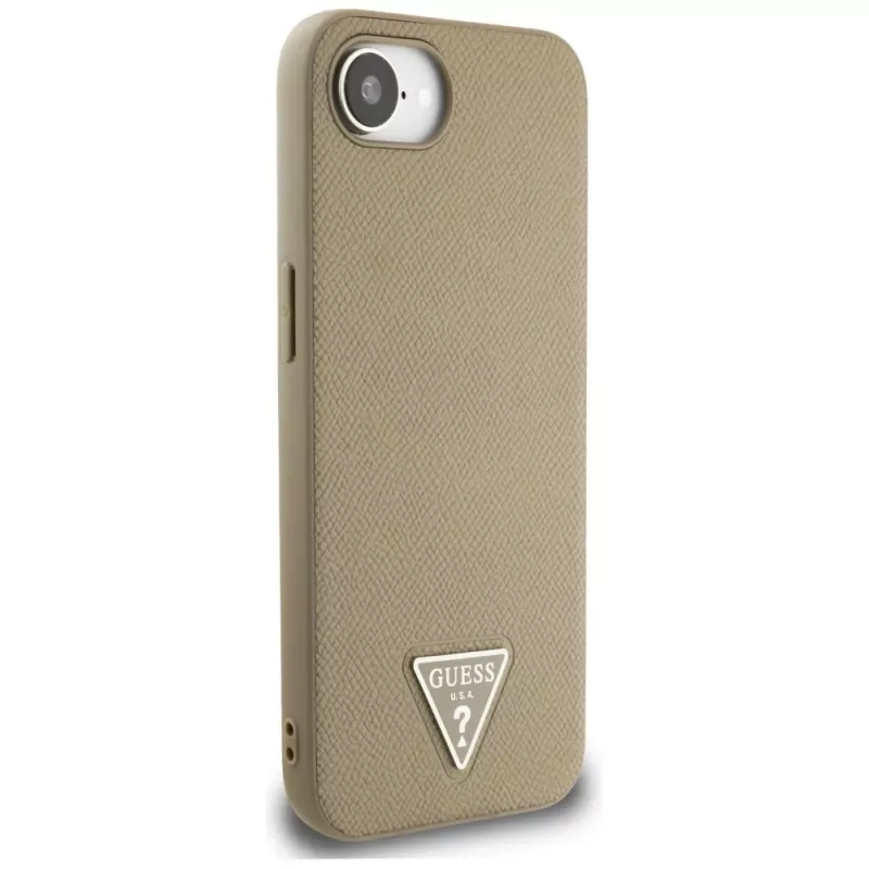 Θήκη Guess Grained Triangle MagSafe για iPhone 16e (Καφέ)