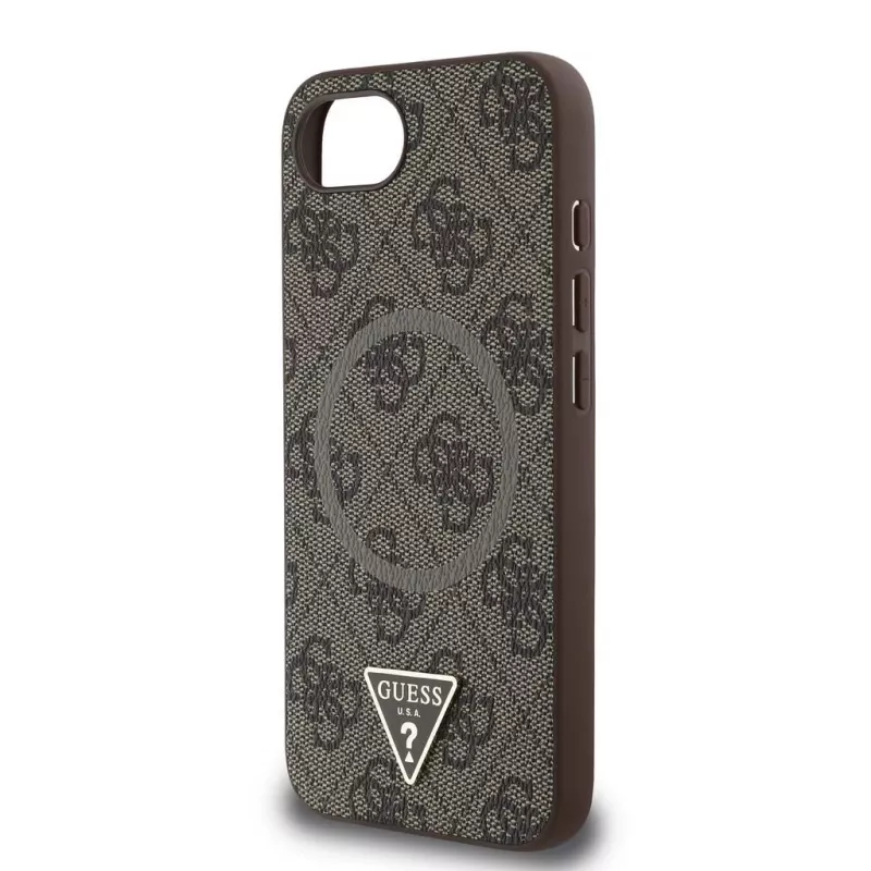 Θήκη Guess 4G Ring Triangle Logo MagSafe για iPhone 16e (Καφέ)