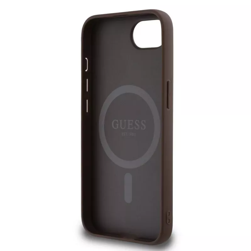 Θήκη Guess 4G Ring Triangle Logo MagSafe για iPhone 16e (Καφέ)