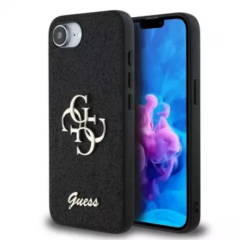 Θήκη Guess Fixed Glitter Big 4G για iPhone 16e (Μαύρο)
