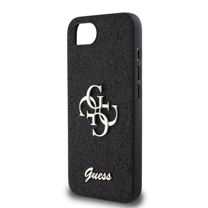 Θήκη Guess Fixed Glitter Big 4G για iPhone 16e (Μαύρο)