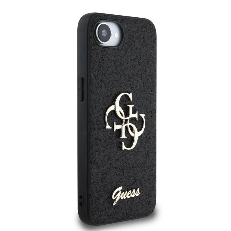 Θήκη Guess Fixed Glitter Big 4G για iPhone 16e (Μαύρο)