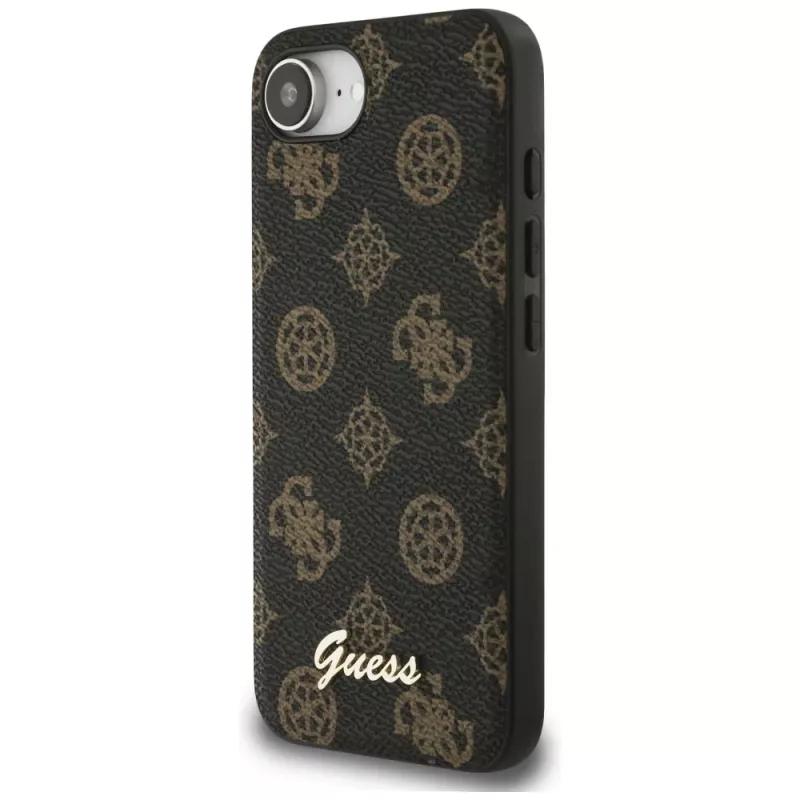 Θήκη Guess Peony Script Logo MagSafe για Apple iPhone 16e / 17e, Μαύρο