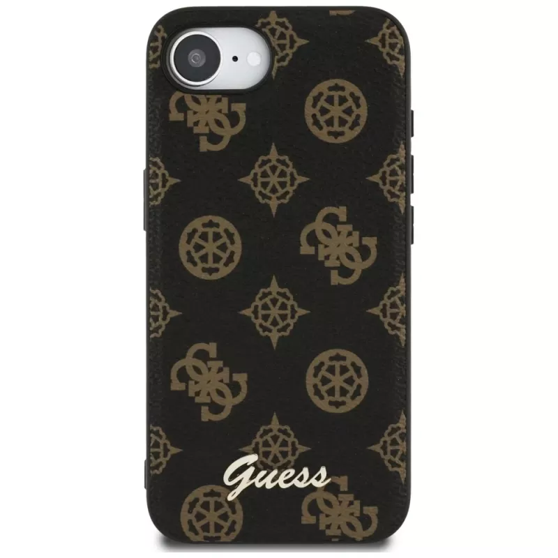 Θήκη Guess Peony Script Logo MagSafe για Apple iPhone 16e / 17e, Μαύρο